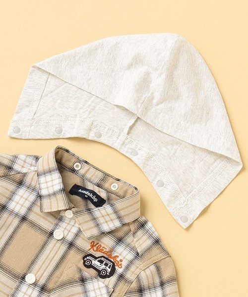 kladskap（クレードスコープ）の「チェック長袖シャツパーカ（パーカー・キッズ・ネイビー/ベージュ・100cm/110cm/120cm/90cm/130cm）」の5枚目の写真