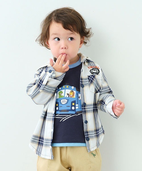 kladskap（クレードスコープ）の「チェック長袖シャツパーカ（パーカー・キッズ・ネイビー/ベージュ・100cm/110cm/120cm/90cm/130cm）」の14枚目の写真