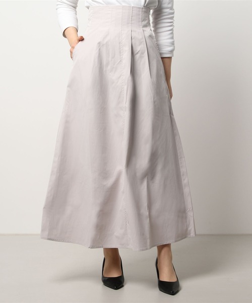 notch.（ノッチ）の「ハイウエストタックフレアスカート（スカート・レディース・ベージュ/ダークグレー・TM/M）」の18枚目の写真