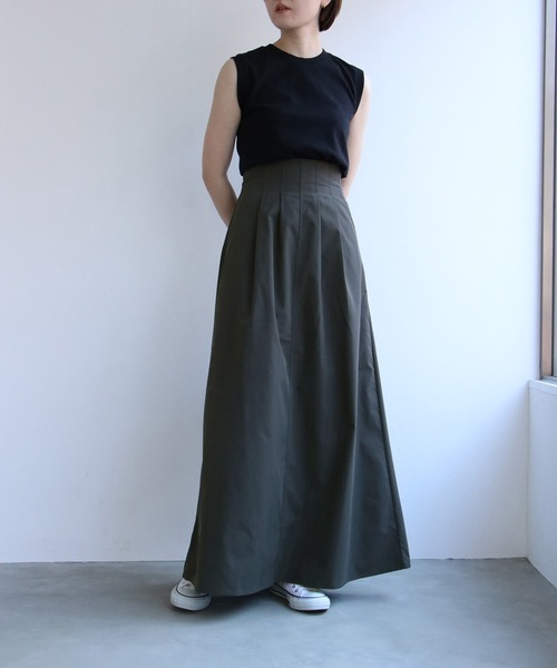 notch.（ノッチ）の「ハイウエストタックフレアスカート（スカート・レディース・ベージュ/ダークグレー・TM/M）」の21枚目の写真