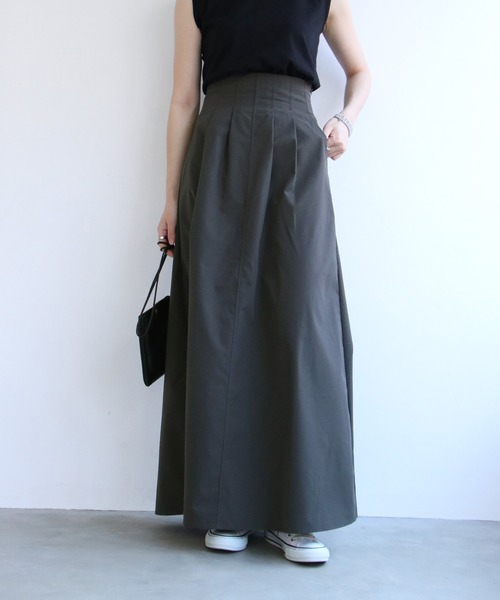 notch.（ノッチ）の「ハイウエストタックフレアスカート（スカート・レディース・ベージュ/ダークグレー・TM/M）」の20枚目の写真