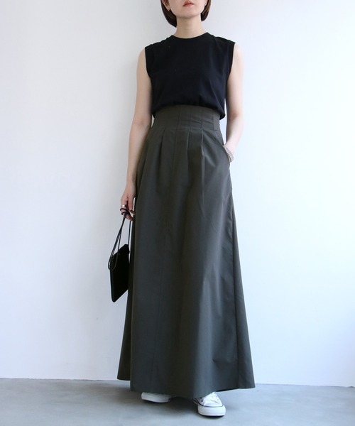 notch.（ノッチ）の「ハイウエストタックフレアスカート（スカート・レディース・ベージュ/ダークグレー・TM/M）」の19枚目の写真