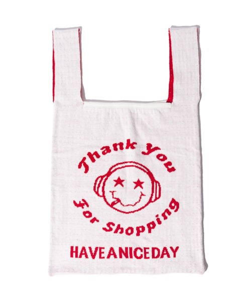 glamb（グラム）の「Knit Shopper Bag / ニットショッパーバッグ（エコバッグ/サブバッグ・メンズ・ホワイト/ブラック・FREE）」の8枚目の写真