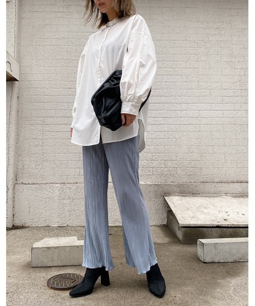 LiSeek（リシーク）の「【LiSeeK】ベーシックスタンドカラーシャツⅡ（シャツ/ブラウス・レディース・ブラック/ブルー/ベージュ/ホワイト・FREE）」の18枚目の写真