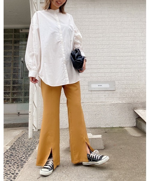 LiSeek（リシーク）の「【LiSeeK】ベーシックスタンドカラーシャツⅡ（シャツ/ブラウス・レディース・ブラック/ブルー/ベージュ/ホワイト・FREE）」の21枚目の写真