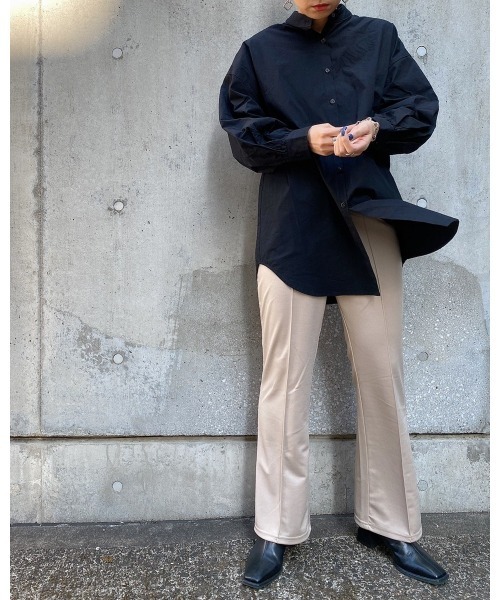 LiSeek（リシーク）の「【LiSeeK】ベーシックスタンドカラーシャツⅡ（シャツ/ブラウス・レディース・ブラック/ブルー/ベージュ/ホワイト・FREE）」の5枚目の写真