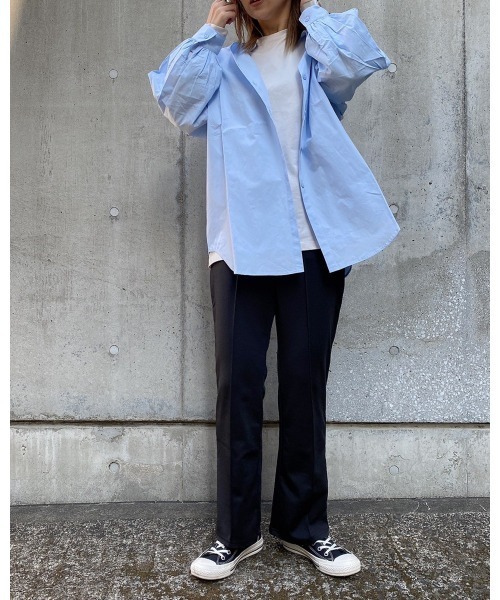 LiSeek（リシーク）の「【LiSeeK】ベーシックスタンドカラーシャツⅡ（シャツ/ブラウス・レディース・ブラック/ブルー/ベージュ/ホワイト・FREE）」の20枚目の写真