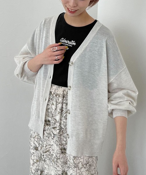 mysty woman（ミスティウーマン）の「シアーラメカーディガン 275291（カーディガン/ボレロ・レディース・ブラック/オレンジ/アイボリー/グリーン・FREE）」の11枚目の写真