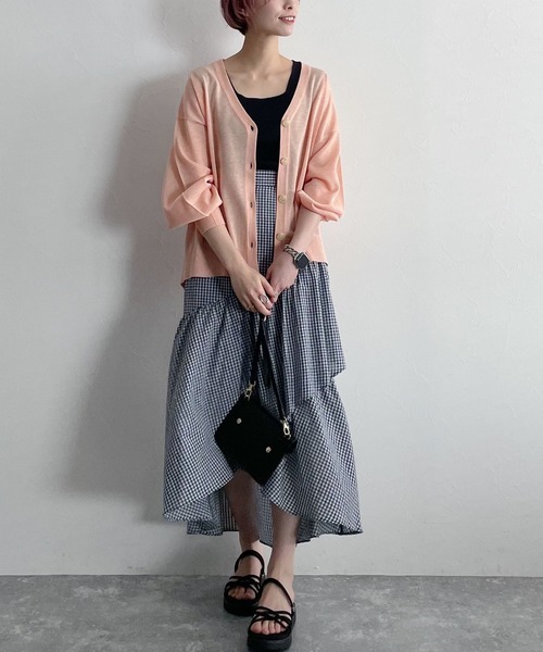 mysty woman（ミスティウーマン）の「シアーラメカーディガン 275291（カーディガン/ボレロ・レディース・ブラック/オレンジ/アイボリー/グリーン・FREE）」の12枚目の写真