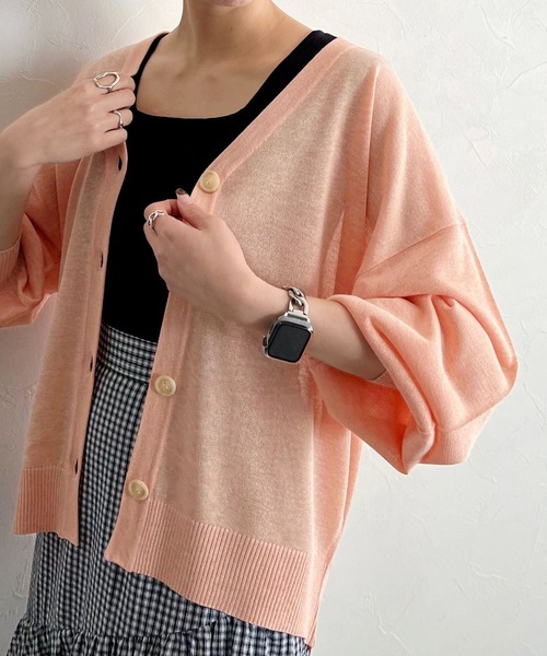 mysty woman（ミスティウーマン）の「シアーラメカーディガン 275291（カーディガン/ボレロ・レディース・ブラック/オレンジ/アイボリー/グリーン・FREE）」の13枚目の写真