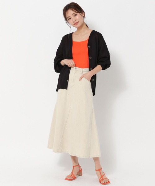 mysty woman（ミスティウーマン）の「シアーラメカーディガン 275291（カーディガン/ボレロ・レディース・ブラック/オレンジ/アイボリー/グリーン・FREE）」の14枚目の写真