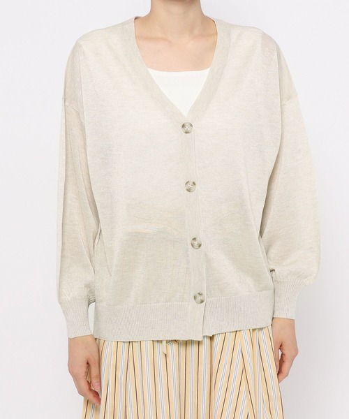 mysty woman（ミスティウーマン）の「シアーラメカーディガン 275291（カーディガン/ボレロ・レディース・ブラック/オレンジ/アイボリー/グリーン・FREE）」の15枚目の写真