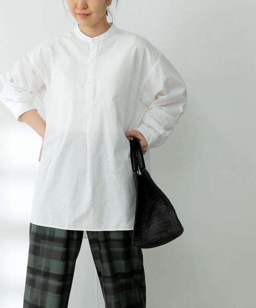 FORK&SPOON（フォークアンドスプーン）の「『ユニセックス』FORK&SPOON　ノーカラープルオーバーロングスリーブシャツ（シャツ/ブラウス・メンズ・オフホワイト/ストライプ・4/5）」の13枚目の写真