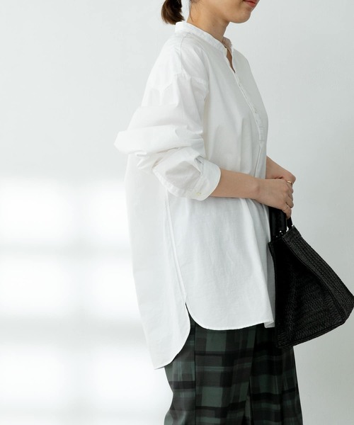 FORK&SPOON（フォークアンドスプーン）の「『ユニセックス』FORK&SPOON　ノーカラープルオーバーロングスリーブシャツ（シャツ/ブラウス・メンズ・オフホワイト/ストライプ・4/5）」の18枚目の写真