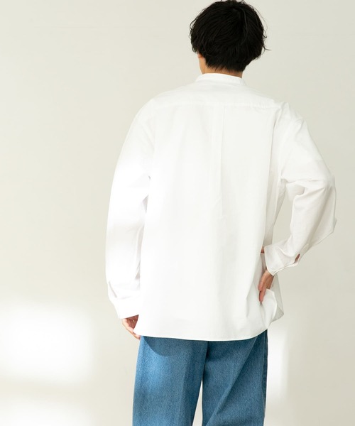 FORK&SPOON（フォークアンドスプーン）の「『ユニセックス』FORK&SPOON　ノーカラープルオーバーロングスリーブシャツ（シャツ/ブラウス・メンズ・オフホワイト/ストライプ・4/5）」の22枚目の写真