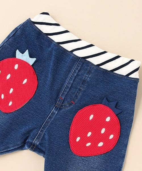 baby cheer（ベイビーチアー）の「いちごニットデニムパンツ（デニムパンツ・キッズ・ネイビー・110cm/100cm/90cm/80ｃｍ/120cm）」の4枚目の写真
