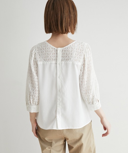 ROPE' PICNIC(ロペピクニック)の「2WAY/刺繍レース7分袖ブラウス(シャツ/ブラウス・レディース・ホワイト/イエロー/ライトグリーン/ラベンダー・38)」の6枚目の写真