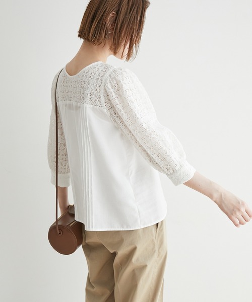 ROPE' PICNIC(ロペピクニック)の「2WAY/刺繍レース7分袖ブラウス(シャツ/ブラウス・レディース・ホワイト/イエロー/ライトグリーン/ラベンダー・38)」の16枚目の写真