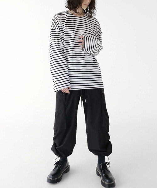 minsobi（ミンソビ）の「ポケットカーゴパンツ（カーゴパンツ・メンズ・ブラック/グレー・FREE）」の4枚目の写真