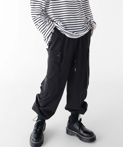 minsobi（ミンソビ）の「ポケットカーゴパンツ（カーゴパンツ・メンズ・ブラック/グレー・FREE）」の7枚目の写真