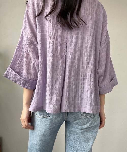 JUGLANS(ユグランス)の「☆ 清涼感たっぷり。ポケット付き半袖シャツ T1164(シャツ/ブラウス・レディース・ラベンダー/ホワイト・FREE)」の15枚目の写真