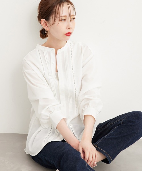 ROPE' PICNIC(ロペピクニック)の「リネン混カラーストライプ&ギンガムチェックシャツ(シャツ/ブラウス・レディース・ブラック/ホワイト/グリーン/ネイビー・38)」の1枚目の写真