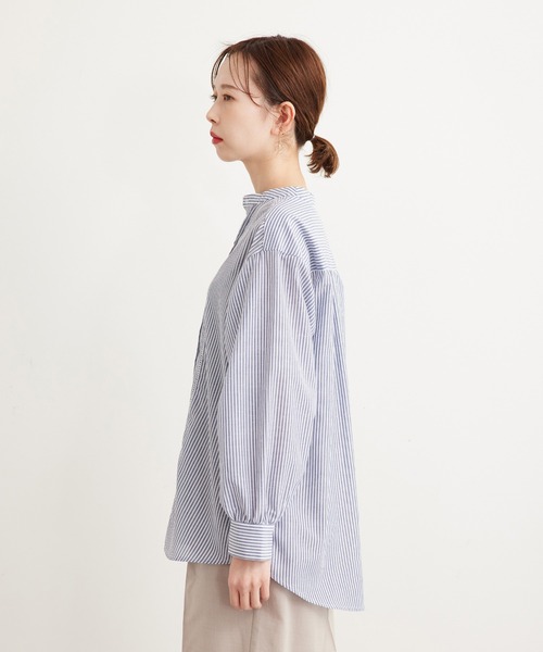 ROPE' PICNIC(ロペピクニック)の「リネン混カラーストライプ&ギンガムチェックシャツ(シャツ/ブラウス・レディース・ブラック/ホワイト/グリーン/ネイビー・38)」の11枚目の写真