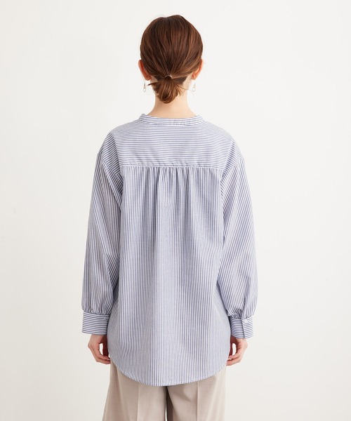 ROPE' PICNIC(ロペピクニック)の「リネン混カラーストライプ&ギンガムチェックシャツ(シャツ/ブラウス・レディース・ブラック/ホワイト/グリーン/ネイビー・38)」の7枚目の写真