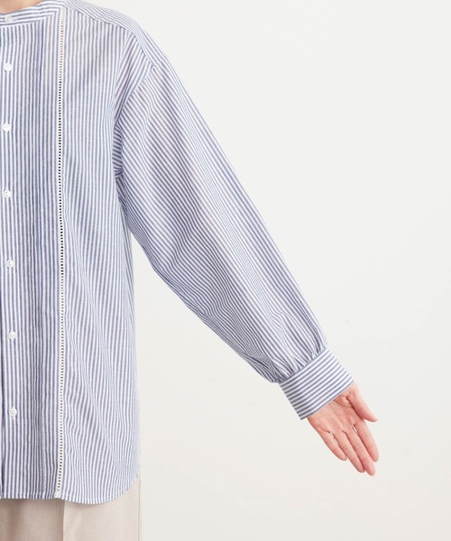 ROPE' PICNIC(ロペピクニック)の「リネン混カラーストライプ&ギンガムチェックシャツ(シャツ/ブラウス・レディース・ブラック/ホワイト/グリーン/ネイビー・38)」の14枚目の写真