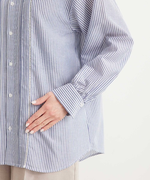 ROPE' PICNIC(ロペピクニック)の「リネン混カラーストライプ&ギンガムチェックシャツ(シャツ/ブラウス・レディース・ブラック/ホワイト/グリーン/ネイビー・38)」の9枚目の写真