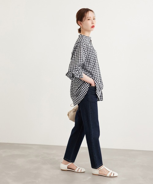 ROPE' PICNIC(ロペピクニック)の「リネン混カラーストライプ&ギンガムチェックシャツ(シャツ/ブラウス・レディース・ブラック/ホワイト/グリーン/ネイビー・38)」の10枚目の写真