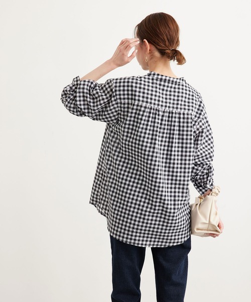 ROPE' PICNIC(ロペピクニック)の「リネン混カラーストライプ&ギンガムチェックシャツ(シャツ/ブラウス・レディース・ブラック/ホワイト/グリーン/ネイビー・38)」の19枚目の写真