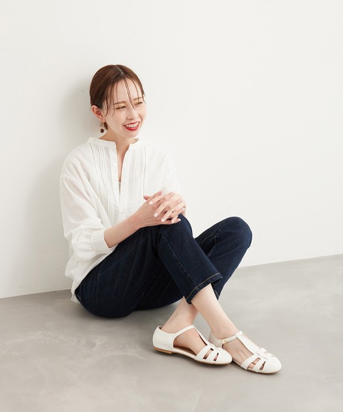 ROPE' PICNIC(ロペピクニック)の「リネン混カラーストライプ&ギンガムチェックシャツ(シャツ/ブラウス・レディース・ブラック/ホワイト/グリーン/ネイビー・38)」の6枚目の写真