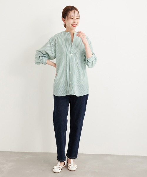 ROPE' PICNIC(ロペピクニック)の「リネン混カラーストライプ&ギンガムチェックシャツ(シャツ/ブラウス・レディース・ブラック/ホワイト/グリーン/ネイビー・38)」の21枚目の写真