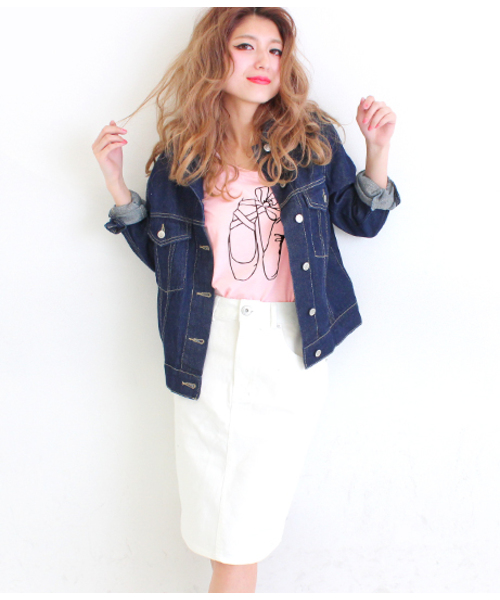 Chille anap(チルアナップ)の「ANAP/アナップ CHILLE ロゴバレエシューズTシャツ(Tシャツ/カットソー・レディース・オフホワイト/グレー/サックスブルー/ピンク・FREE)」の4枚目の写真