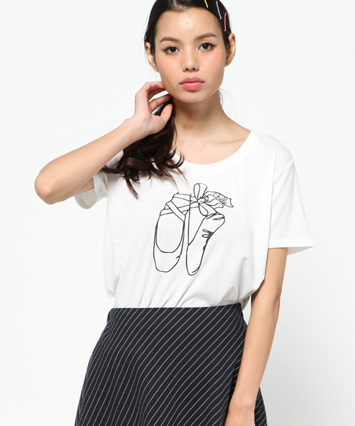 Chille anap(チルアナップ)の「ANAP/アナップ CHILLE ロゴバレエシューズTシャツ(Tシャツ/カットソー・レディース・オフホワイト/グレー/サックスブルー/ピンク・FREE)」の13枚目の写真