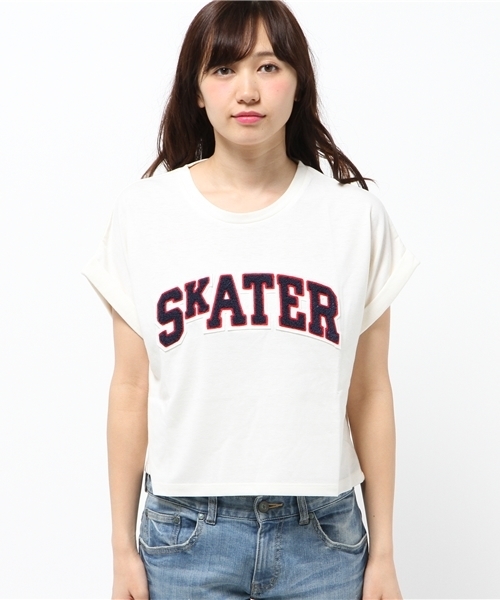 WEGO(ウィゴー)の「WEGO/サガラ刺繍クロップドTシャツ(Tシャツ/カットソー・レディース・オフホワイト/グリーン系その他/ネイビー・FREE)」の8枚目の写真