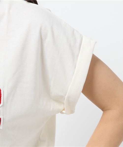 WEGO(ウィゴー)の「WEGO/サガラ刺繍クロップドTシャツ(Tシャツ/カットソー・レディース・オフホワイト/グリーン系その他/ネイビー・FREE)」の5枚目の写真