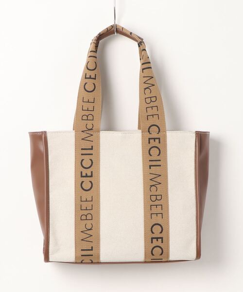 CECIL McBEE（セシルマクビー）の「【CECIL McBEE / セシルマクビー】 リピ　A4トートバッグ（トートバッグ・レディース・ブラック/ベージュ・FREE）」の2枚目の写真