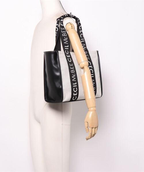 CECIL McBEE（セシルマクビー）の「【CECIL McBEE / セシルマクビー】 リピ　A4トートバッグ（トートバッグ・レディース・ブラック/ベージュ・FREE）」の6枚目の写真