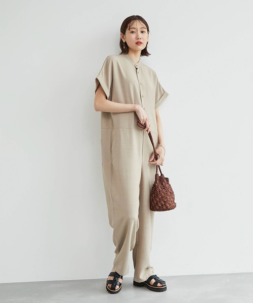 ROPE' PICNIC（ロペピクニック）の「【WEB限定】カジュアルジャンプスーツ（つなぎ/オールインワン・レディース・ブラック/ベージュ・38）」の4枚目の写真