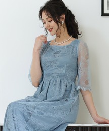 PourVous（プールヴー）の「ロング&袖ありフォーマルスカラップ大きいサイズ結婚式 パーティードレス オケージョンドレスお呼ばれ 二次会 成人式（ドレス・レディース）」