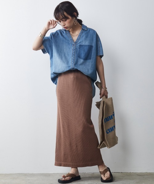 CHIC STYLE(シックスタイル)の「<大きいサイズ>綿100%ワッフルストレートシルエットマキシスカート シックスタイル(スカート・レディース・モカ/カーキ/ブラック・L/LL/3L/4L/5L)」の15枚目の写真