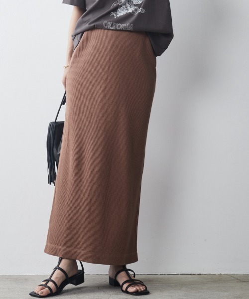 CHIC STYLE(シックスタイル)の「<大きいサイズ>綿100%ワッフルストレートシルエットマキシスカート シックスタイル(スカート・レディース・モカ/カーキ/ブラック・L/LL/3L/4L/5L)」の7枚目の写真