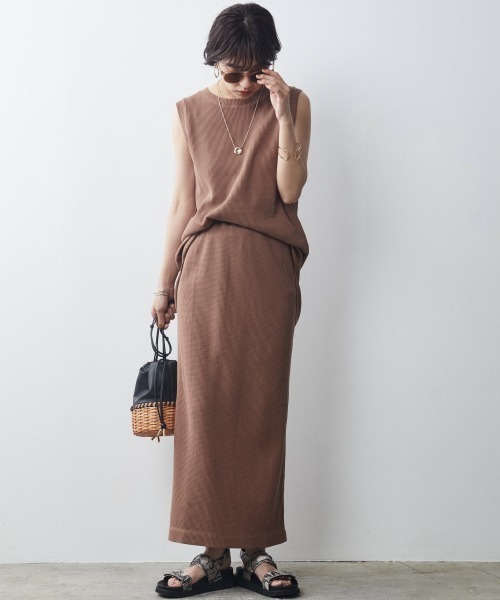 CHIC STYLE(シックスタイル)の「<大きいサイズ>綿100%ワッフルストレートシルエットマキシスカート シックスタイル(スカート・レディース・モカ/カーキ/ブラック・L/LL/3L/4L/5L)」の14枚目の写真