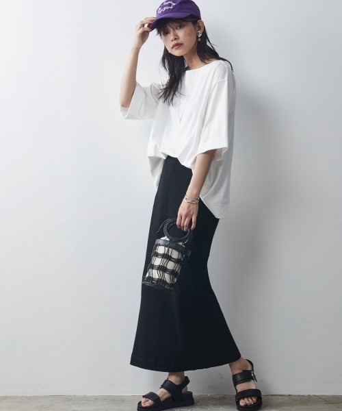 CHIC STYLE(シックスタイル)の「<大きいサイズ>綿100%ワッフルストレートシルエットマキシスカート シックスタイル(スカート・レディース・モカ/カーキ/ブラック・L/LL/3L/4L/5L)」の4枚目の写真