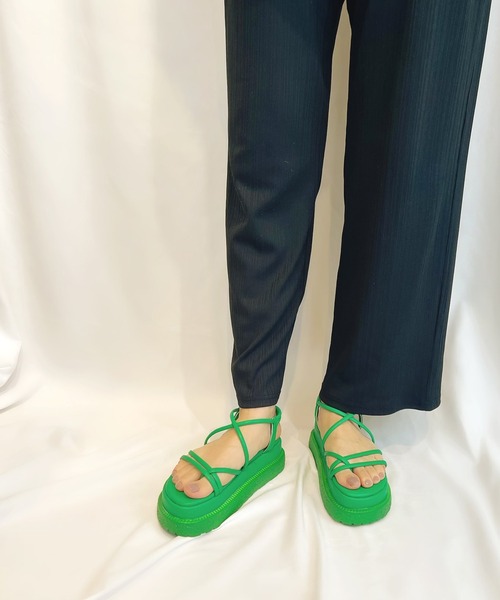 Sugar Sugar(シュガーシュガー)の「【SUGAR SUGAR シュガーシュガー】厚底コードストラップサンダル(サンダル・レディース・ブラック/アイボリー/ブラウン/グリーン・M/L/S)」の1枚目の写真