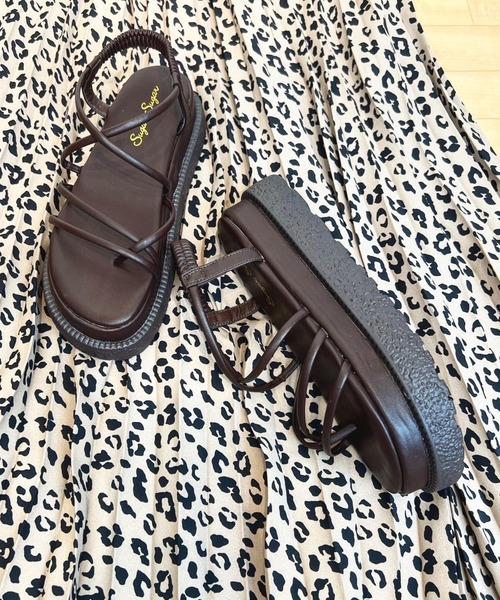 Sugar Sugar(シュガーシュガー)の「【SUGAR SUGAR シュガーシュガー】厚底コードストラップサンダル(サンダル・レディース・ブラック/アイボリー/ブラウン/グリーン・M/L/S)」の15枚目の写真