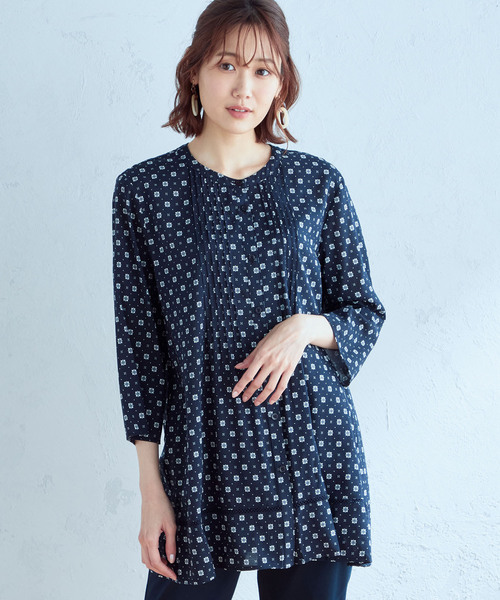 セール】小紋柄シャツチュニック（シャツ/ブラウス）｜DECOY