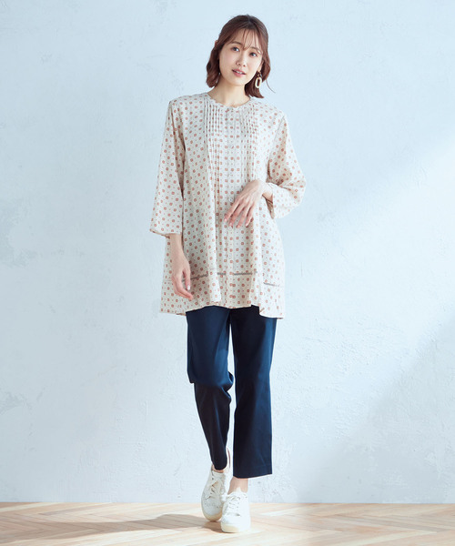セール】小紋柄シャツチュニック（シャツ/ブラウス）｜DECOY